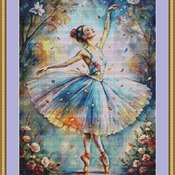 Ballerina And Petals Cross Stitch Pattern