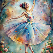 Ballerina And Petals Cross Stitch Pattern