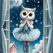 Blue Ballerina Owl Cross Stitch Pattern