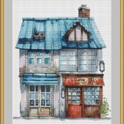 Blue House Cross Stitch Pattern