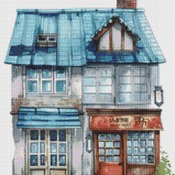 Blue House Cross Stitch Pattern