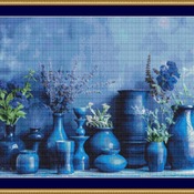 Blue Pottery Cross Stitch Pattern