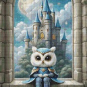 Castle Window Owl Cross Stitch Pattern