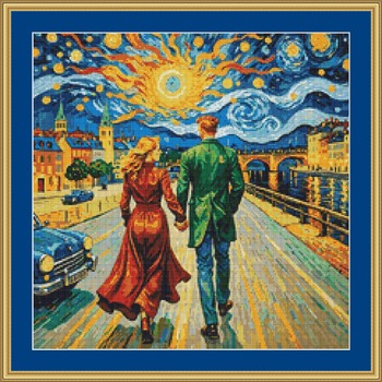 City Couple Cross Stitch Pattern