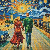 City Couple Cross Stitch Pattern