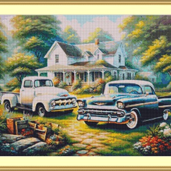 Classic Car And Vintage Truck Cross Stitch Pattern