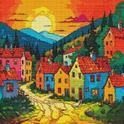 Colourful Village Cross Stitch Pattern