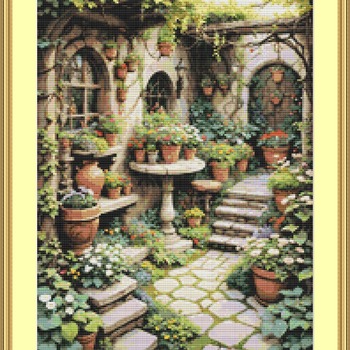 Courtyard Garden Cross Stitch Pattern