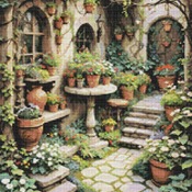 Courtyard Garden Cross Stitch Pattern