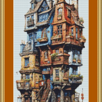 Crazy Houses Cross Stitch Pattern