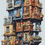 Crazy Houses Cross Stitch Pattern