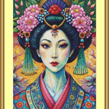 Elegant Geisha Cross Stitch Pattern