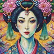 Elegant Geisha Cross Stitch Pattern