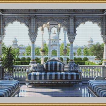 Elegant Terrace Cross Stitch Pattern