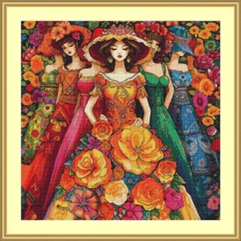 Floral Fashion Cross Stitch Pattern