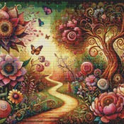 Garden Path Cross Stitch Pattern