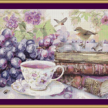 Grape Tea Cross Stitch Pattern