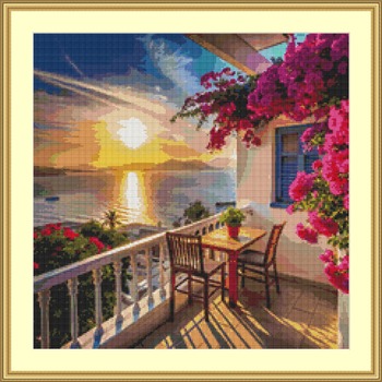 Greek Balcony Cross Stitch Pattern