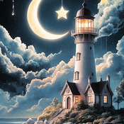 Lighthouse Fantasy Cross Stitch Pattern