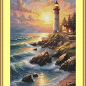 Lighthouse In The Evening Cross Stitch Pattern