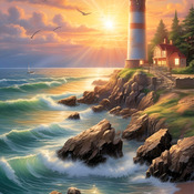 Lighthouse In The Evening Cross Stitch Pattern