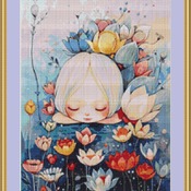 Lotus Child Cross Stitch Pattern