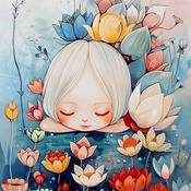 Lotus Child Cross Stitch Pattern