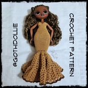 PATTERN: Lol Omg FIERCE Doll Addy gown dress Crochet Pattern by GothDollie