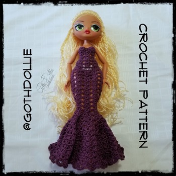 PATTERN: LOL OMG Fierce doll Lacy Mermaid gown dress crochet pattern @GothDollie