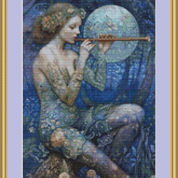 Playing A Pipe 2 Cross Stitch Pattern