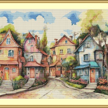 Pretty Houses Cross Stitch Pattern