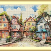 Pretty Houses Cross Stitch Pattern