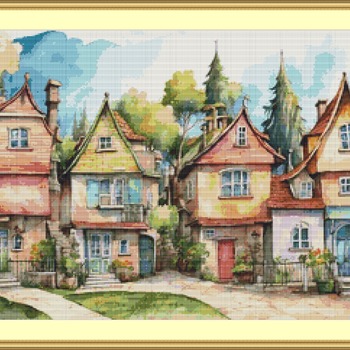 Pretty Little Houses Cross Stitch Pattern