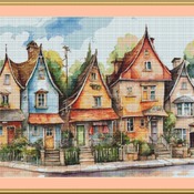 Quaint Houses Cross Stitch Pattern