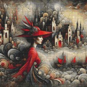 Red Hat Woman 1 Cross Stitch Pattern