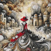 Red Hat Woman 3 Cross Stitch Pattern