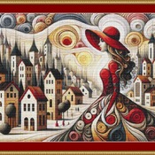 Red Hat Woman 4 Cross Stitch Pattern