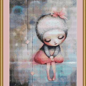 Sad Little Girl Cross Stitch Pattern