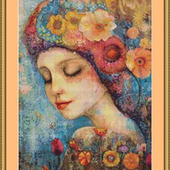 Serene Woman Cross Stitch Pattern