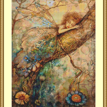 Sleeping Fairy Cross Stitch Pattern