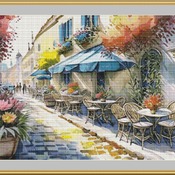 Street Cafe Cross Stitch Pattern