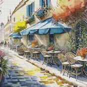 Street Cafe Cross Stitch Pattern