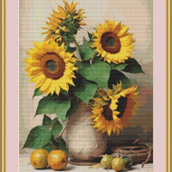 Sunflowers In A Vase Cross Stitch Pattern