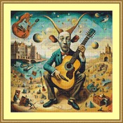 Surreal Guitarist Cross Stitch Pattern