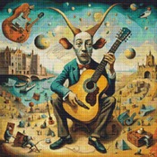 Surreal Guitarist Cross Stitch Pattern