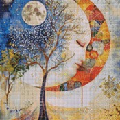 Surreal Moon Cross Stitch Pattern