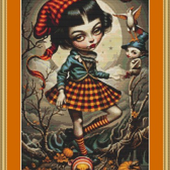 Tartan Girl Cross Stitch Pattern