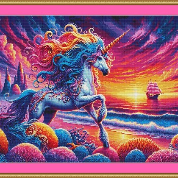 Unicorn Sunset Cross Stitch Pattern