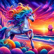 Unicorn Sunset Cross Stitch Pattern