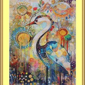 Vibrant Heron Cross Stitch Pattern